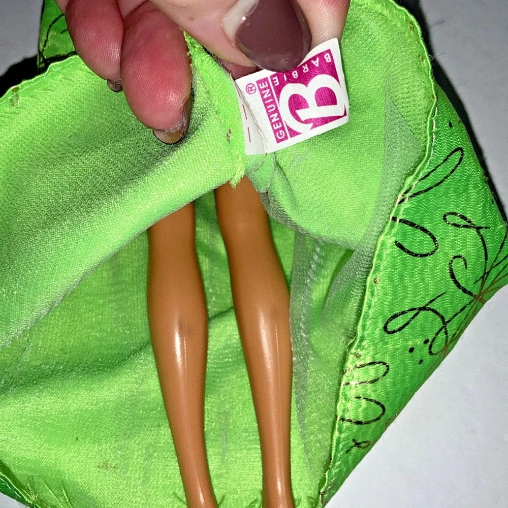 Barbie Doll Green Metallic Floral Ball Gown Blonde Mattel‎ 1966 Body